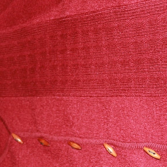 JUSTE POUR MOI red CARDIGAN in  boiled wool - Picture 2 of 7